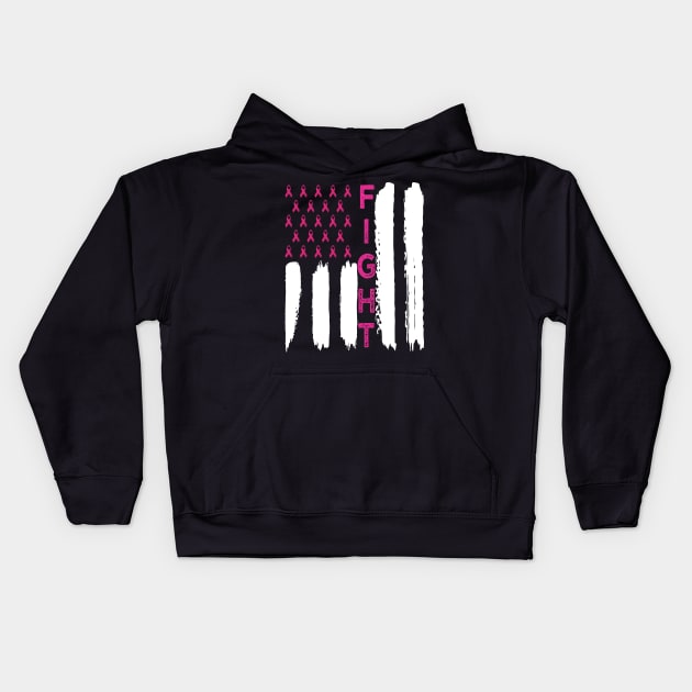 'Breast Cancer USA Flag' Cool Breast Cancer Gift Kids Hoodie by ourwackyhome